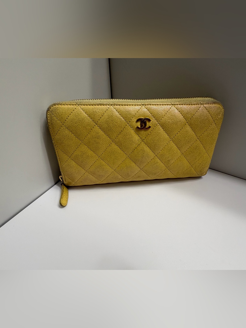 Chanel Quilted Caviar Zip Around Wallet